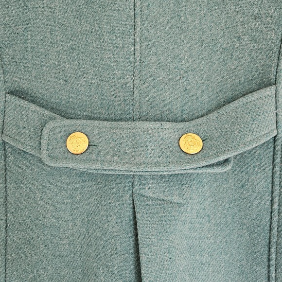 J.Crew Majesty Peacoat Italian Stadium-Cloth Wool Teal Green Gold Buttons 2P - Picture 9 of 9